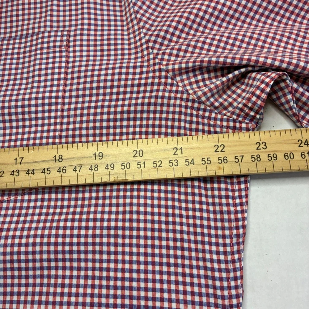 Banana Republic Grant Fit Gingham Shirt Mens Large Red Blue Custom 078 Bloke